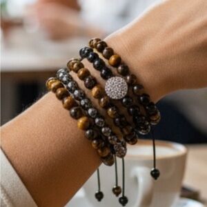 Aura Natural Hermatite Stone Beaded Bracelet NWOT